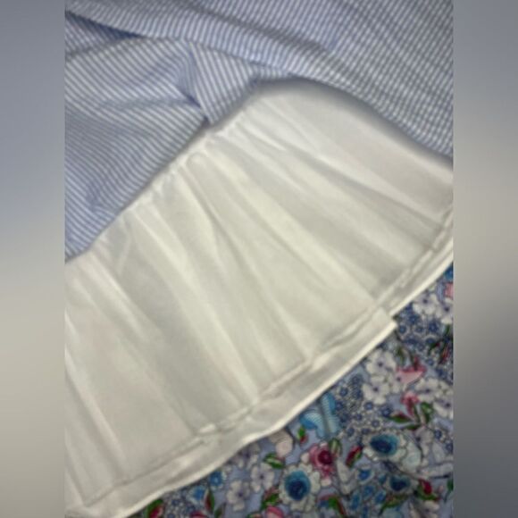 Rare Editions blue & white seersucker Sleeveless Flutter high low Dress sz 16 - Picture 7 of 8